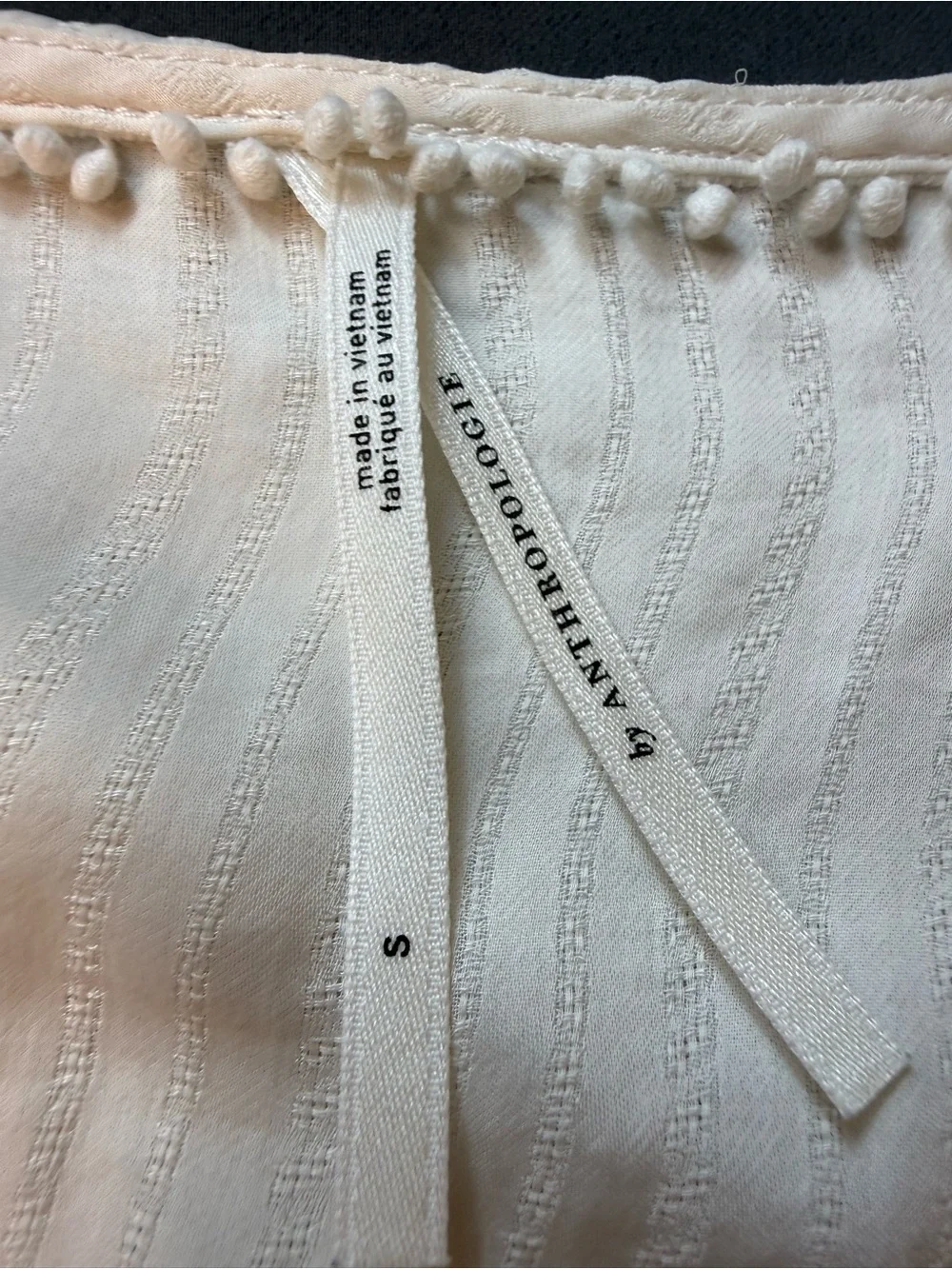 Anthropologie Cream Puff-Sleeve Button Front Blouse Size Small Oversized